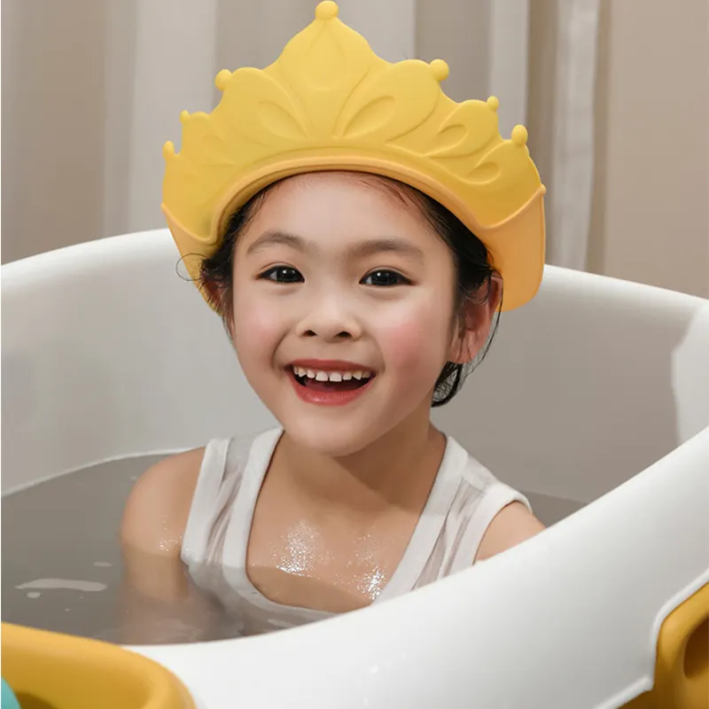 사용자 정의 로고 바이저 캡 모자 아기 세척 머리 안전 샴푸 샤워 목욕 보호 소프트 캡 조정 가능한 아기 샤워 캡