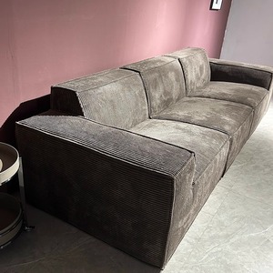 Modern <b>Fabric</b> Three Seat <b>Sofa</b> Modular Design Pillow Back Straight Arm Metal Legs Living Room Furniture - Product Image 1