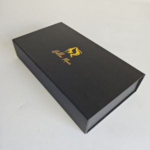 Caja de cartón con solapa de cierre magnético negro con estampado mate personalizado <span class=keywords><strong>Royal</strong></span> de lujo, caja de regalo con tapa abatible con satén - Product Image 5