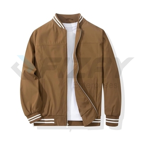 Men's Casual Stand Collar Zipper Closure Bomber <b>Jacket</b> Autumn Season Canvas Fabric with ODM Processing Plain Dyed Techniques - Product Image 1