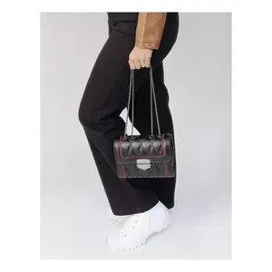 Borsa a tracolla in vera pelle Vintage bohémien da donna con bordi rossi neri con fodera in Nylon chiusura a conchiglia alla moda stile donna - Product Image 5