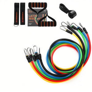 ชุดยางยืดออกกำลังกาย PCD Latex Resistance Bands 11 ชิ้น พร้อมที่ยึดประตู ที่จับ และสายรัดข้อเท้า สำหรับผู้ใหญ่ ฝึกกายภาพ ฟิตเนส และออกกำลังกาย - Product Image 1