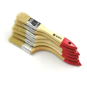 CIC cheap natural bristle paint brush pure bristle wooden handle with yellow tin ferrule paint brush