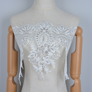 Nhà Máy Trực Tiếp Lưới Ren Trim Hạt Nước Hòa Tan Thêu Ren Với Sequin May Chất Lượng Cao Đám Cưới - Product Image 2