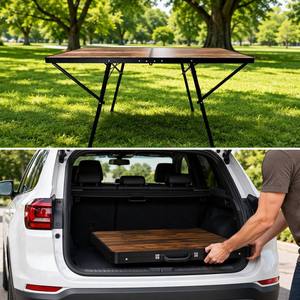 Tavolo da Picnic Pieghevole in Alluminio Effetto Legno con Logo Personalizzato OEM/ODM, Altezza Regolabile, Portatile Tipo Valigia - Product Image 1