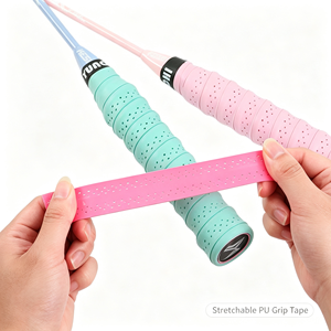 เทปพันด้ามไม้แบดมินตัน PU ยืดหยุ่นได้ กันลื่น สีชมพูอมเขียว - Product Image 1