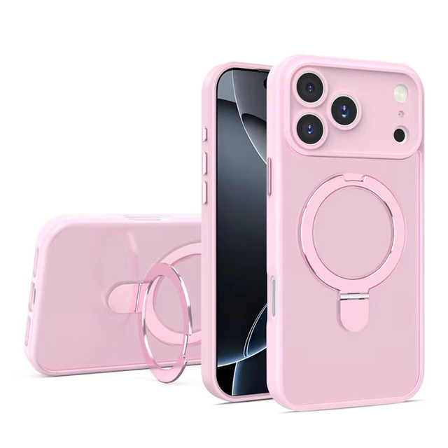 Full Lens Protective Hybrid Phone Case Wireless Charging Magnetic Stand Matte Phone Cover for iPhone 17 16 15 14 13 12 Pro Max