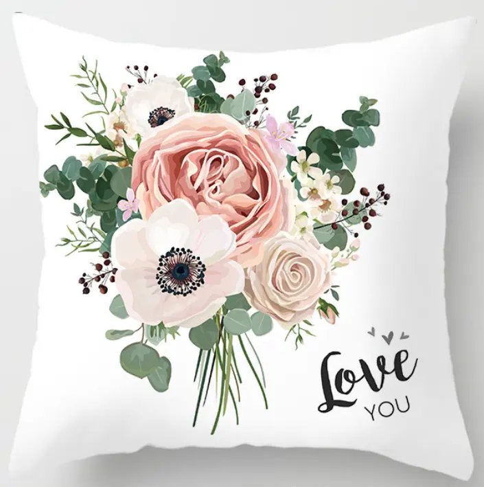 Valentine's day pillowcase gift love rose flowers sofa cushion peach skin pillowcase home bedroom cushion cover