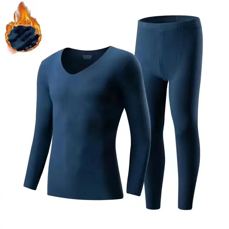 2 Piece Men S Super Thermal Underwear Suit Heated Long Johns Top and Bottom Sets 4XL Winter OEM Spandex