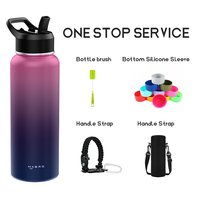 Bouteille d'eau isolée personnalisée en acier inoxydable avec paille pour le sport, l'école de voyage Fiole à vide sans BPA