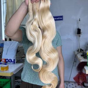 Body Wave Nano Ring <b>Extension</b> 613 Blonde Color Raw Vietnamese Human Hair Nano <b>Bead</b> <b>Extensions</b> Double Drawn Raw Hair - Product Image 2