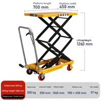 Table élévatrice à ciseaux renforcée, chariot de levage hydraulique manuel, sans déformation, ressort en acier, capacité 100 kg, hauteur maximale 720 mm pour