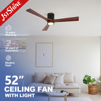 Ventilateur de plafond 1stshine à montage encastré avec pales en bois massif, personnalisable OEM/ODM, moteur DC innovant à économie d'énergie avec lumière LED