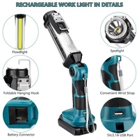 Lampe torche pour batterie Mak Tas 18V 25W 2000LM, projecteur portable à main, lampe de camping avec crochet pour garage, camping, urgences