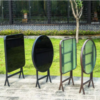 Table pliante portable légère en verre trempé pour l'extérieur - Petite table ronde et carrée pour la salle à manger et le patio