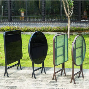 पोर्टेबल आउटडोर टेम्पर्ड ग्लास तह टेबल-छोटे गोल टेबल, स्क्वायर टेबल होम डाइनिंग टेबल, पेटियो कॉफी टेबल - Product Image 6