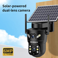 Cámara de seguridad WiFi PTZ VESAFE V380 Pro 6MP, solar, para el hogar, impermeable, con tarjeta SIM 4G HD