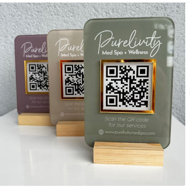 High Quality Acrylic Bamboo Material Custom Size Google Review Card NFC Stand