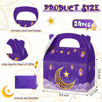 Violet Ramadan traiter Eid Mubarak coffrets cadeaux mosquée étoile lune lanterne fête faveur avec poignée en vrac sac de bonbons Eid Mubarak boîte-cadeau