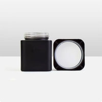 Bocaux en verre carrés à parois droites de 3 oz (3,5 g) à l'épreuve des enfants pour le stockage de graines de fleurs comestibles, noirs, pour fumer