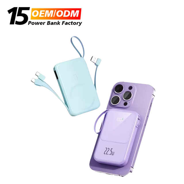Fast Charging Power Bank 10000mAh PD 22.5w With Cables External Battery Magnetic Power Bank Wireless 15w for iPhone 16 15 14