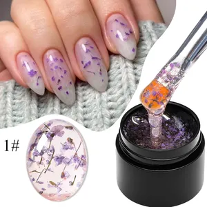Esmalte de Uñas en Gel con Flores Secas Rosadas MEET ACROSS 5ml, Gel de Arte de Uñas con Flores Naturales, Barniz de Uñas UV LED Removible - Product Image 2