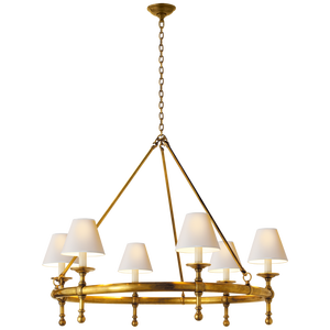 American Vintage Round Chandelier Rustic Farmhouse Pendant <strong>Light</strong> with Fabric Shade Retro 6 <strong>Lights</strong> Dining Room Lighting Fixtures - Product Image 5