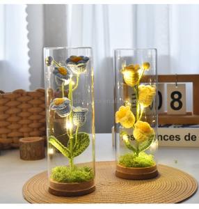 Decoración para Bodas, Campana de Cristal Moderna Personalizada de Alta Calidad con Base de Madera Negra Quemada, Relieve, H-7\"/11\" 15\" D-7\" Florero Campana - Product Image 3