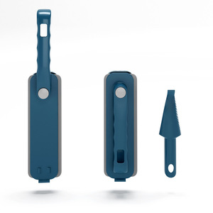 Brosse de nettoyage ménager multifonction pliable avec tête en microfibre, brosse à poussière de cuisine, tête de rechange bleue - Product Image 4