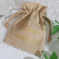 Pochette de jute en toile de jute imprimée avec logo personnalisé, cadeau de Noël en toile de jute avec café et cordon de serrage, sac de bonbons en lin brun