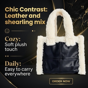 Bolsos de mano de piel peluda de invierno <span class=keywords><strong>Bolso</strong></span> de mano de Sherpa de peluche pequeño de lana suave de felpa para damas - Product Image 6