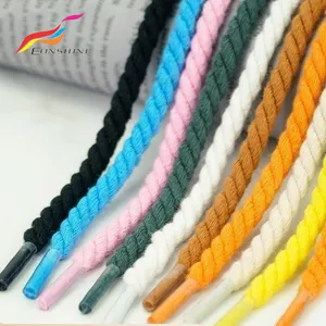 6mm Rope Cotton Shoelaces Twisted Braid Shoe Laces Very High Quality Solid Color Cotton Shoelace