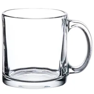 Customized printing engraving logo 11oz 330ml glass cup glass mug clear glass coffee mug beer mug with handle