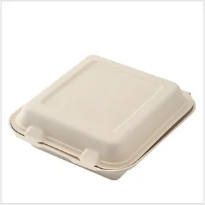 Compostable 처분할 수 있는 포장 누설방지 제지용 펄프 사각 대나무 Bagasse 간이 식품 콘테이너 도시락