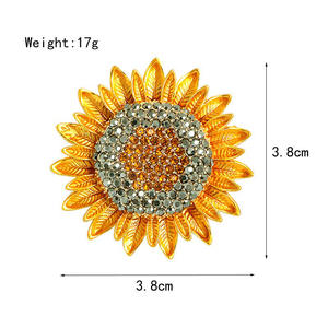 Florin fatto a mano elegante fiore del sole spille con strass spille corpetto moda spilla girasole spille per le donne - Product Image 2