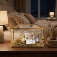 Porte-cartes et boîte à bijoux de mariage de luxe, décoratifs, faits à la main, de haute qualité, en métal fantaisie, de forme rectangulaire, vente en gros
