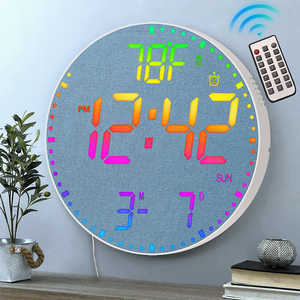 Reloj de Pared LED Moderno para Decoración del Hogar, 12 Pulgadas, Colorido, con Sensor de Luz Nocturna RGB, Fecha Digital, Temperatura, Control Remoto y Alarma - Product Image 1