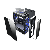 Boîtier PC SAMA OEM avec façade en verre, format ATX, pour ordinateur de jeu de bureau, côté entièrement en acrylique