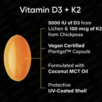 Complément alimentaire OEM Vitamine D3 + K2 240 capsules Huile de noix de coco 50000 UI VIT D3 Vitamine D & Mk7 Vitamine K pour le soutien des os et du système immunitaire