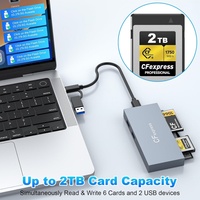 Lecteur de carte CFexpress multifonction 8 en 1 USB 3.2 Gem2 10 Gbps, lecteur de carte mémoire Type B/SD/TF/CF/XD/MS