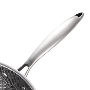 32cm Fabricación de fábrica Utensilios de cocina Wok Antiadherente Panal de acero inoxidable Cocina Freír Wok Pan con tapa de vidrio - Product Image 3