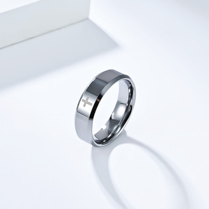 Men's Tungsten Steel <b>Rings</b> 6mm 8mm Cross Engraved Geometric Design For Couples Gift Jewelry - Product Image 2