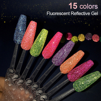 YOUGEL 15 Couleurs Néon Gel Réfléchissant Disco Effet Diamant Cassé Fluorescent Étincelant Brillant UV LED Soak Off Glitter Gel