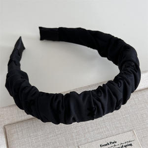 رباط شعر بلاستيكي عريض مغطى بلون رمادي وأسود للنساء رباط رأس سميك مبطن بالإسفنج - Product Image 4