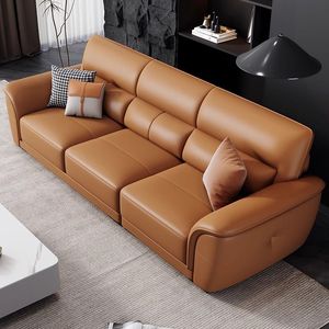 Juego de Sofás de Cuero Genuino Minimalista Moderno para Sala de Estar, Uso Doméstico, Acabado Lavable, Sofá Esquinero - Product Image 2