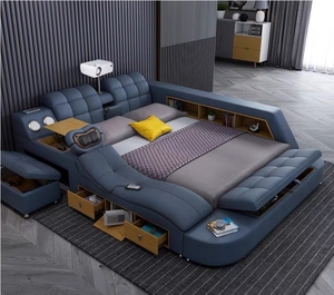 Hiện Đại Thông Minh Đồ Nội Thất Da Bọc Giường Với Lưu Trữ Vua Nữ Hoàng Kích Thước Massage Đa Chức Năng Thông Minh Giường Sang Trọng - Product Image 6