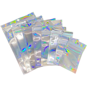 Wholesale customized laser transparent self sealing <b>bag</b> aluminum plated flash yin-yang bone <b>bag</b> color data <b>cable</b> sealed <b>bag</b> - Product Image 1