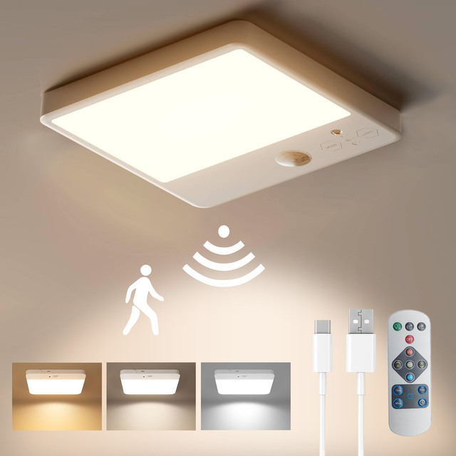 Motion Sensing Closet Light, Wireless Ceiling Light with Remote Control, for Bathroom Staircase Corridor Storage Room