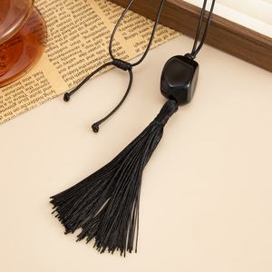 Винтажные регулируемые ожерелья с акриловыми бусинами и подвесками-кисточками для женщин, длинные ожерелья-аксессуары в уличном стиле, модные украшения - Product Image 6