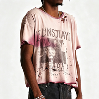 T-shirt vintage délavé, style streetwear, crop top en coton, impression graphique par sublimation, impression DTG, t-shirts usés